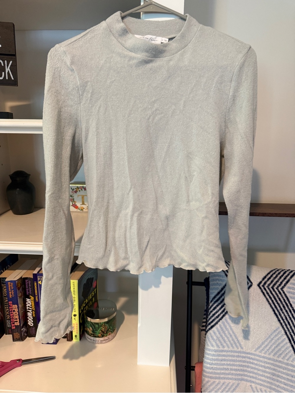 All in Favor Light Gray Mock Neck Long Sleeve Top